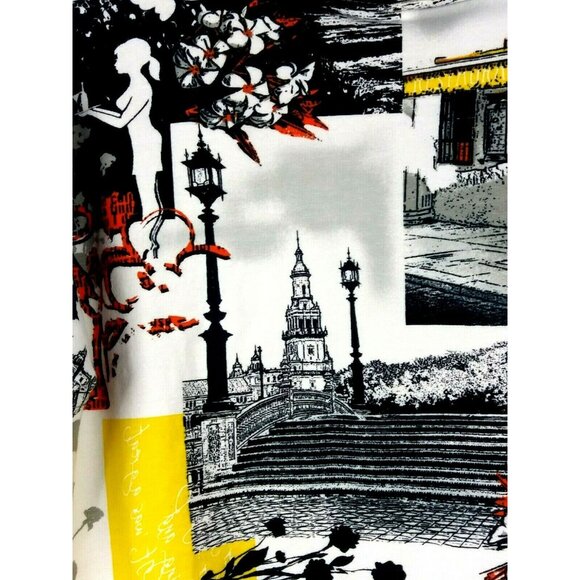 Collagecore Athleisure Abstract Yellow Jacket Women SIze Large Scenic Full Zip - Picture 6 of 9